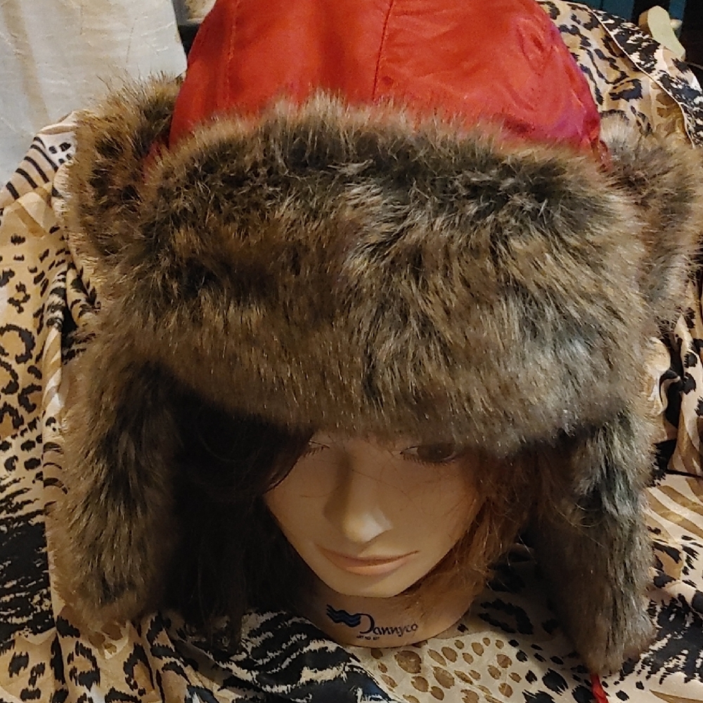 Red Faux Fur Trapper Hat